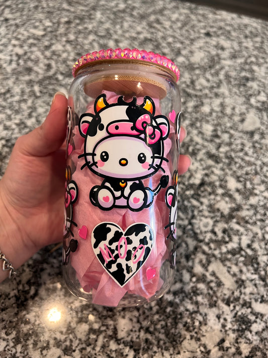 Kitty 16 oz Glass Cup