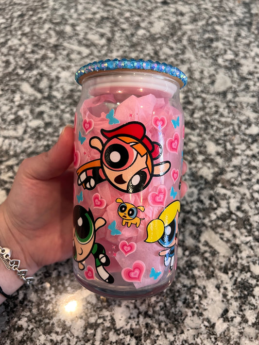 Puff Girls 16 oz Glass Cup