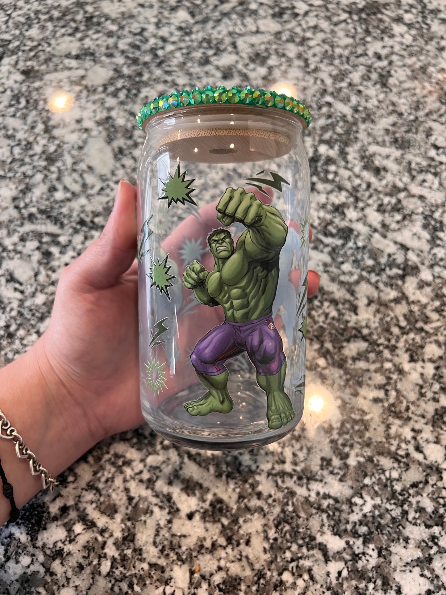 Green Hero 16 oz Glass Cup